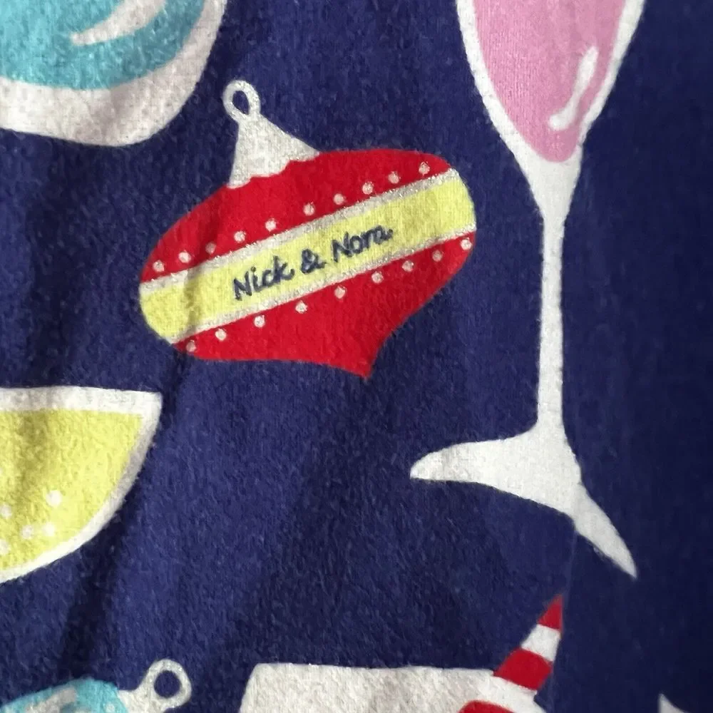 Nick And Nora Holiday Cheer Fun Christmas Cocktails Nightshirt Flannel‎ Size XL